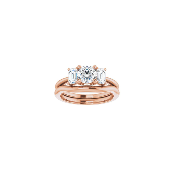 14K Rose Gold 5.8 mm Round 3/4 CTW Lab-Grown Semi-Set Engagement Ring
