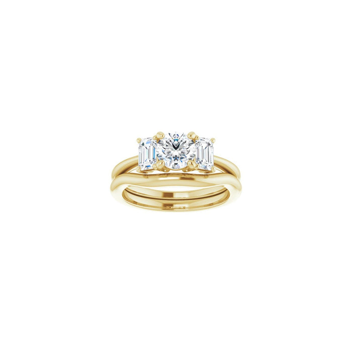 14K Yellow Gold 5.8 mm Round 3/4 CTW Lab-Grown Semi-Set Engagement Ring