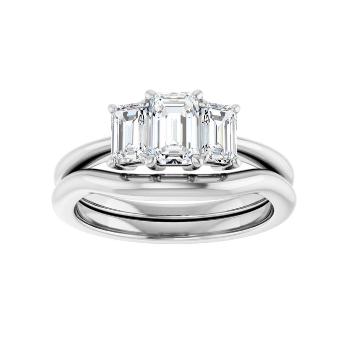 Platinum 6x4 mm Emerald 3/4 CTW Lab-Grown Semi-Set Engagement Ring