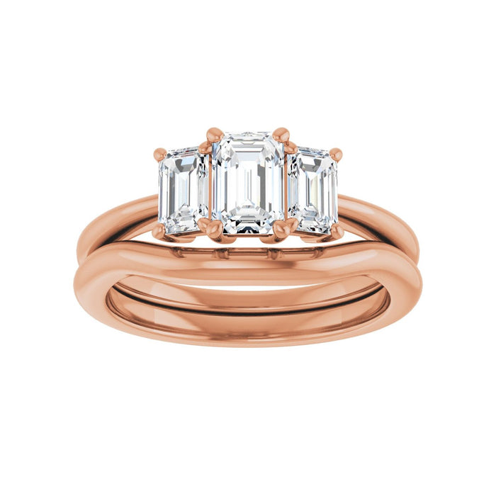 14K Rose Gold 6x4 mm Emerald 3/4 CTW Lab-Grown Semi-Set Engagement Ring
