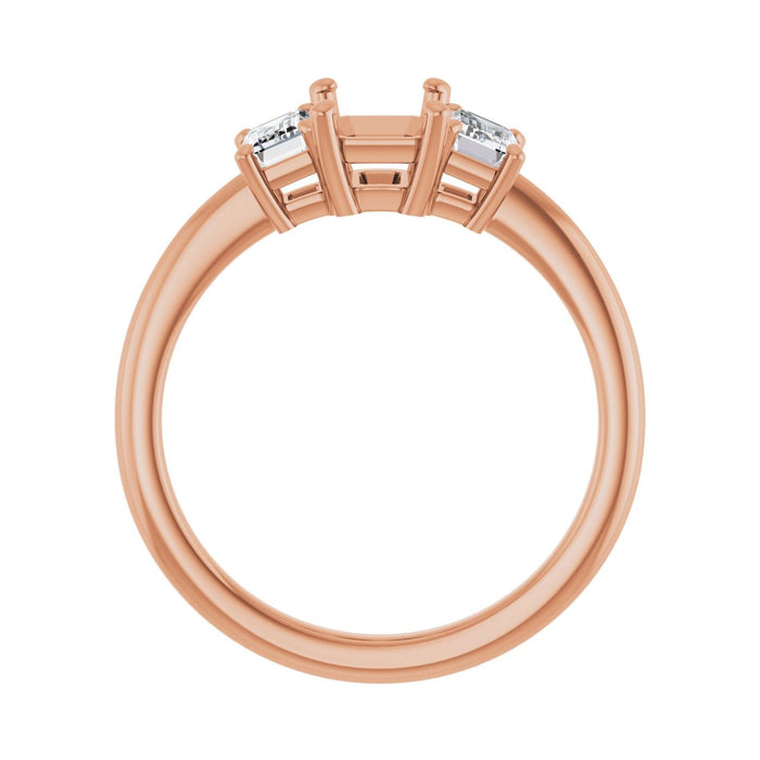 14K Rose Gold 7x5 mm Emerald 5/8 CTW Lab-Grown Semi-Set Engagement Ring