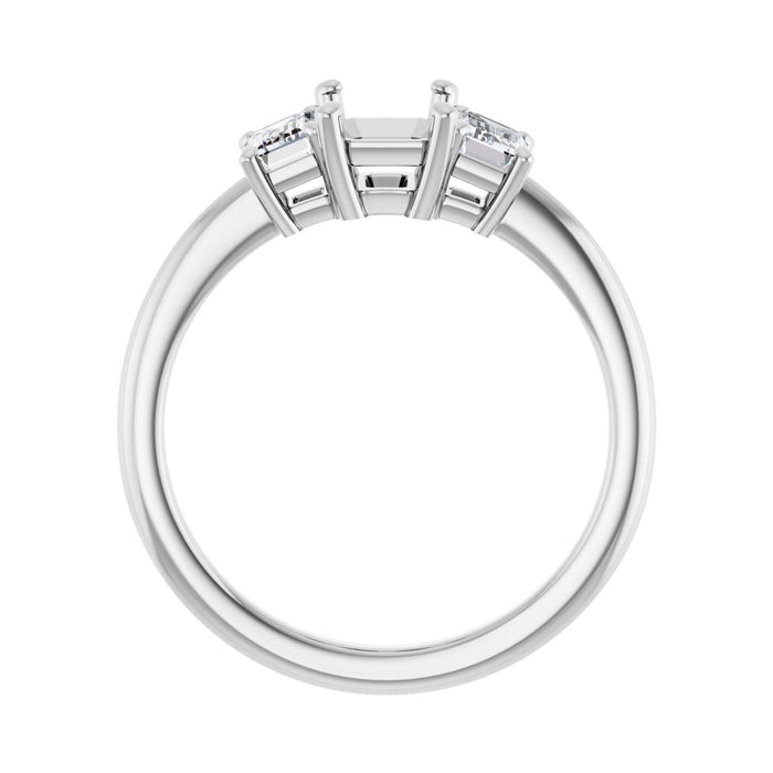 14K White Gold 7x5 mm Emerald 5/8 CTW Lab-Grown Semi-Set Engagement Ring