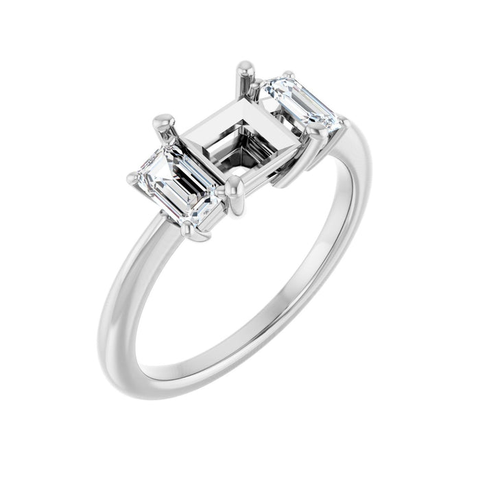 Platinum 5.5x5.5 mm Square 3/4 CTW Lab-Grown Semi-Set Engagement Ring