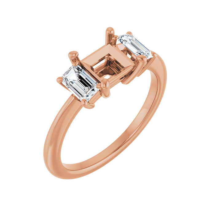 14K Rose Gold 5.5x5.5 mm Square 3/4 CTW Lab-Grown Semi-Set Engagement Ring