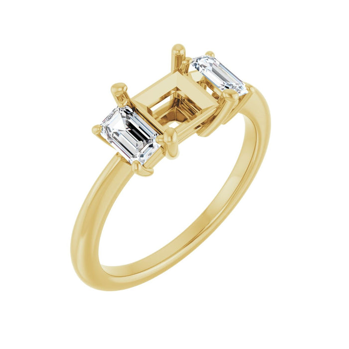 14K Yellow Gold 5.5x5.5 mm Square 3/4 CTW Lab-Grown Semi-Set Engagement Ring