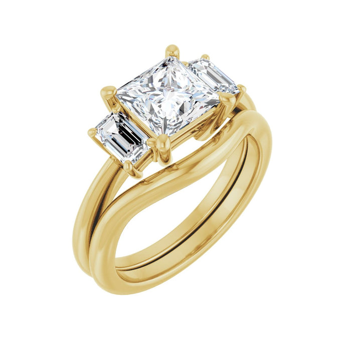 14K Yellow Gold 6.5x6.5 mm Square 3/4 CTW Lab-Grown Semi-Set Engagement Ring
