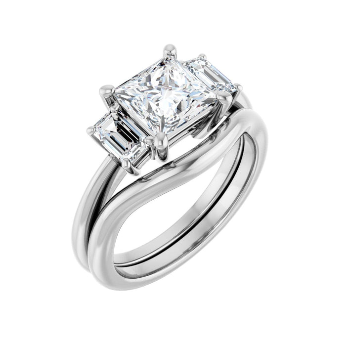 Platinum 6.5x6.5 mm Square 3/4 CTW Lab-Grown Semi-Set Engagement Ring