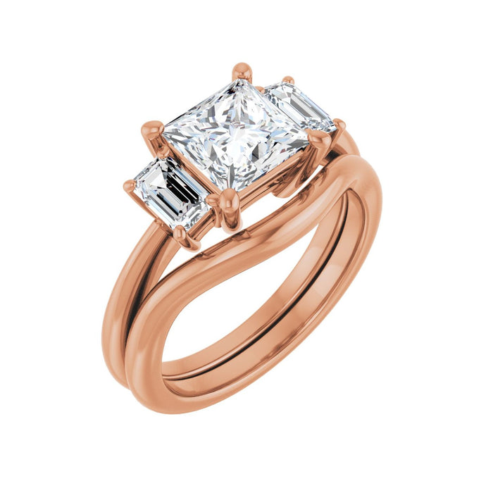 14K Rose Gold 6.5x6.5 mm Square 3/4 CTW Lab-Grown Semi-Set Engagement Ring