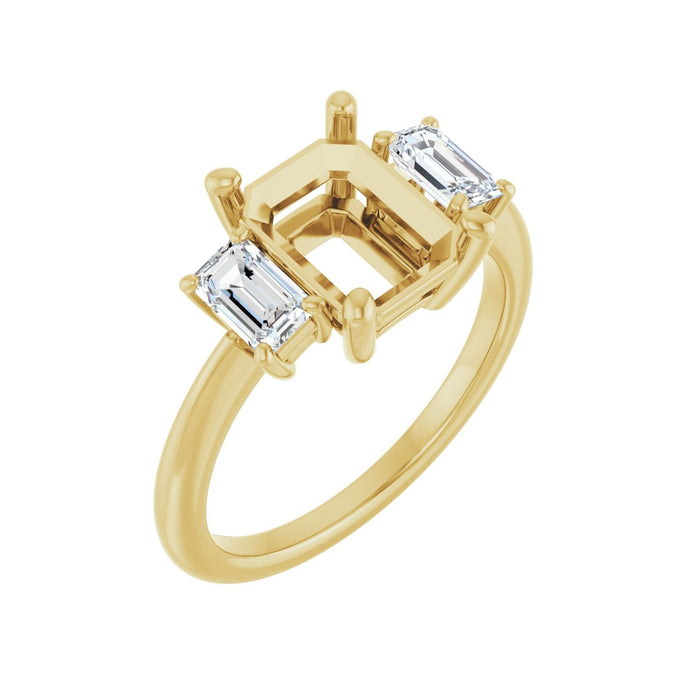 14K Yellow Gold 9x7 mm Emerald 5/8 CTW Lab-Grown Semi-Set Engagement Ring