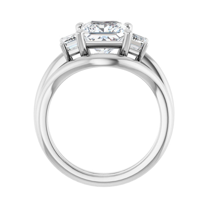 Platinum 7x7 mm Square 3/4 CTW Lab-Grown Semi-Set Engagement Ring