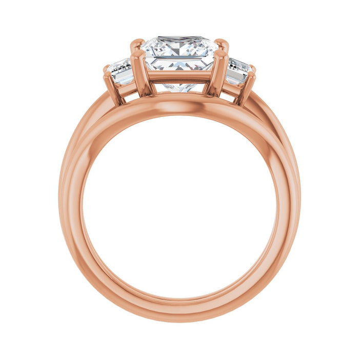14K Rose Gold 7x7 mm Square 3/4 CTW Lab-Grown Semi-Set Engagement Ring
