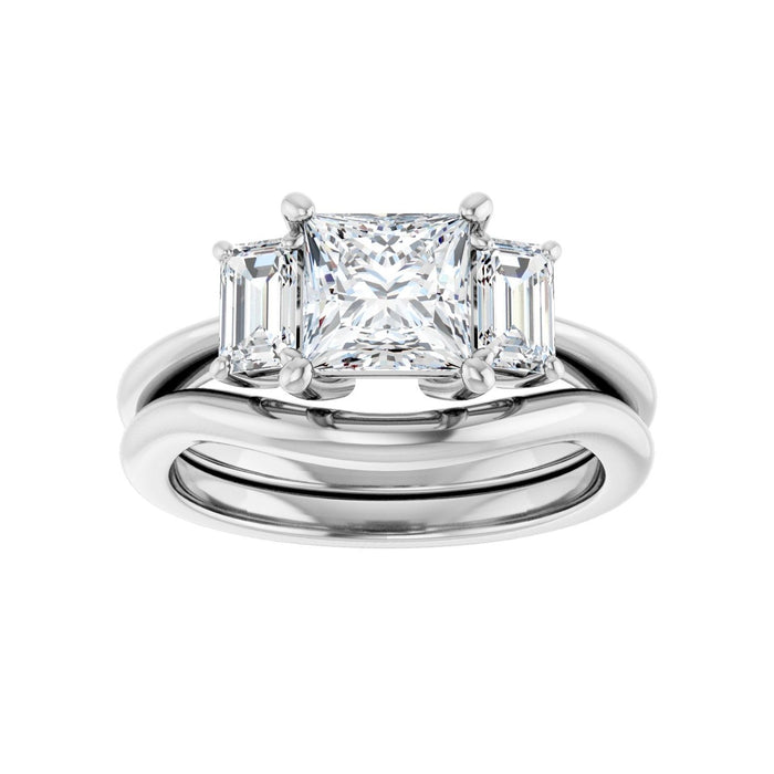 Platinum 6x6 mm Square 3/4 CTW Lab-Grown Semi-Set Engagement Ring