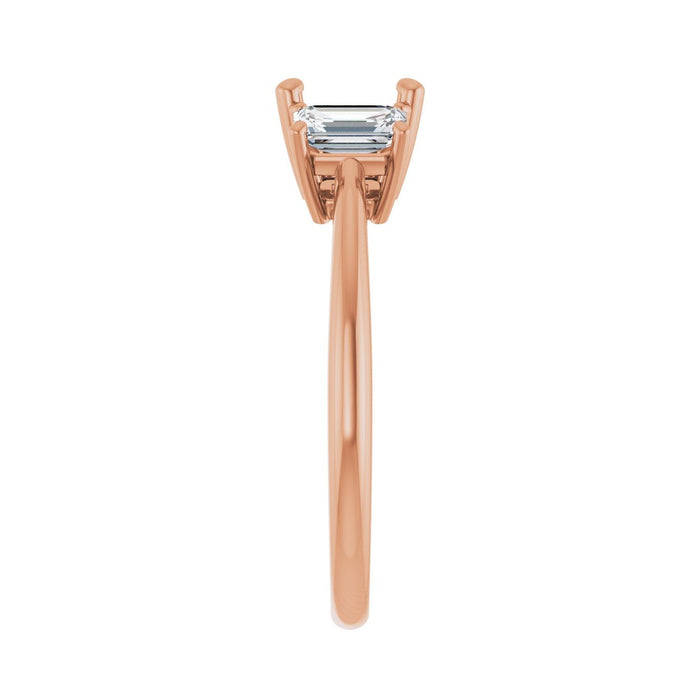 14K Rose Gold 6x6 mm Asscher 3/4 CTW Lab-Grown Semi-Set Engagement Ring