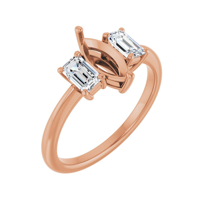 14K Rose Gold 9x4.5 mm Marquise 3/4 CTW Lab-Grown Semi-Set Engagement Ring