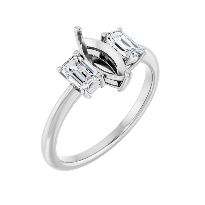 Platinum 9x4.5 mm Marquise 3/4 CTW Lab-Grown Semi-Set Engagement Ring