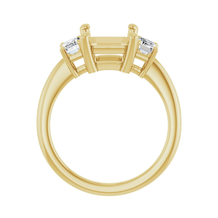 14K Yellow Gold 10x8 mm Emerald 5/8 CTW Lab-Grown Semi-Set Engagement Ring
