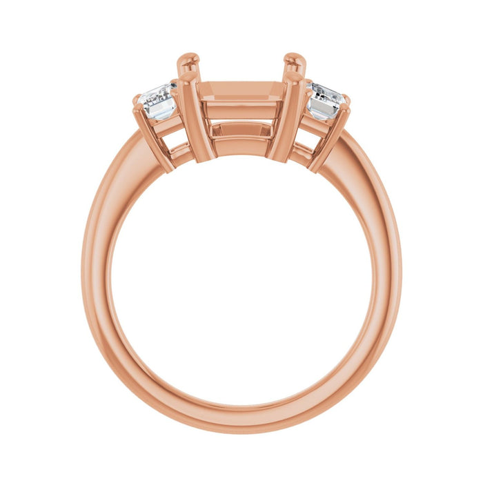 14K Rose Gold 10x8 mm Emerald 5/8 CTW Lab-Grown Semi-Set Engagement Ring