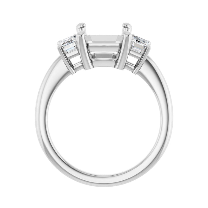 14K White Gold 10x8 mm Emerald 5/8 CTW Lab-Grown Semi-Set Engagement Ring