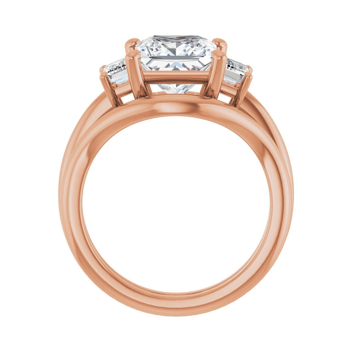 14K Rose Gold 7.5x7.5 mm Square 3/4 CTW Lab-Grown Semi-Set Engagement Ring