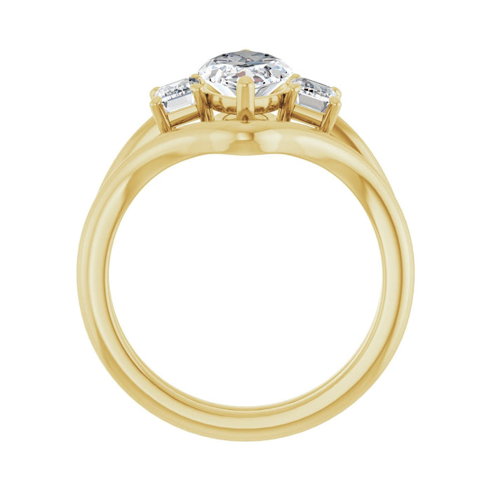 14K Yellow Gold 12x6 mm Marquise 3/4 CTW Lab-Grown Semi-Set Engagement Ring