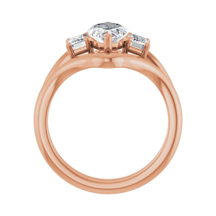 14K Rose Gold 12x6 mm Marquise 3/4 CTW Lab-Grown Semi-Set Engagement Ring