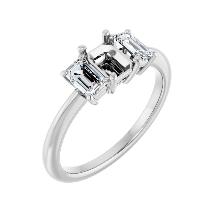 14K White Gold 6x4 mm Emerald 3/4 CTW Lab-Grown Semi-Set Engagement Ring