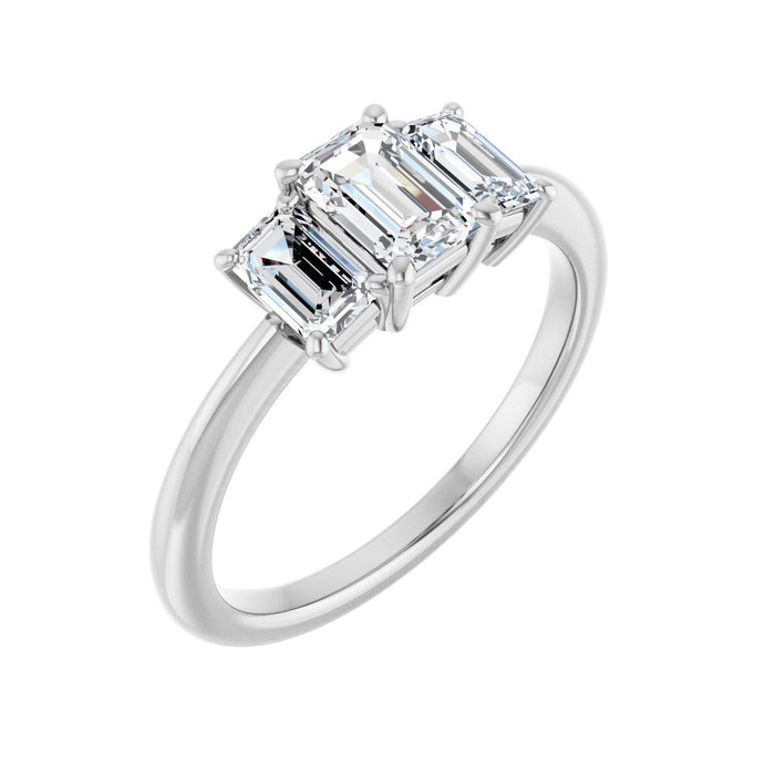 14K White Gold 6.5x4.5 mm Emerald 5/8 CTW Lab-Grown Semi-Set Engagement Ring