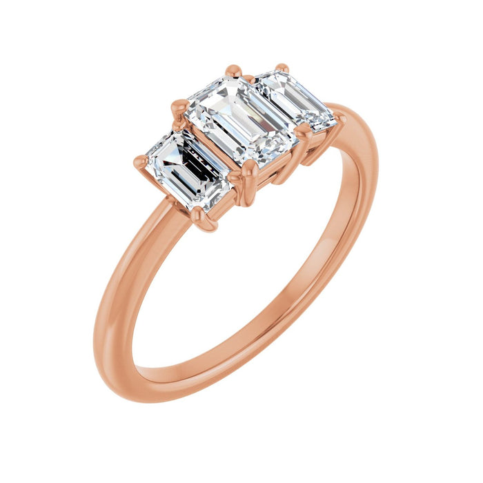 14K Rose Gold 6.5x4.5 mm Emerald 5/8 CTW Lab-Grown Semi-Set Engagement Ring