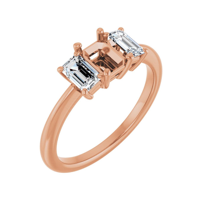 14K Rose Gold 6x4 mm Emerald 3/4 CTW Lab-Grown Semi-Set Engagement Ring