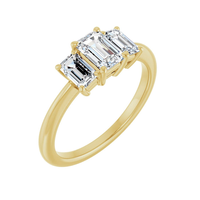 14K Yellow Gold 6.5x4.5 mm Emerald 5/8 CTW Lab-Grown Semi-Set Engagement Ring
