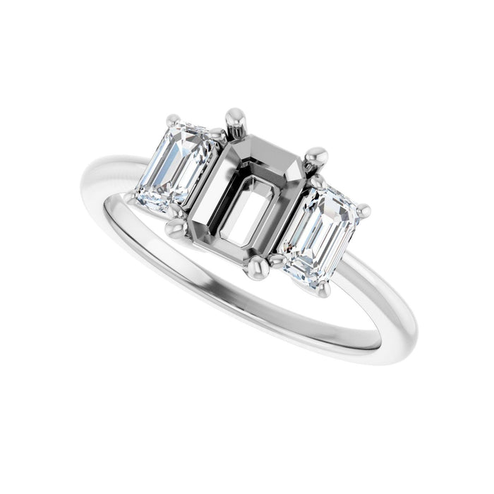 Platinum 7x5 mm Emerald 5/8 CTW Lab-Grown Semi-Set Engagement Ring