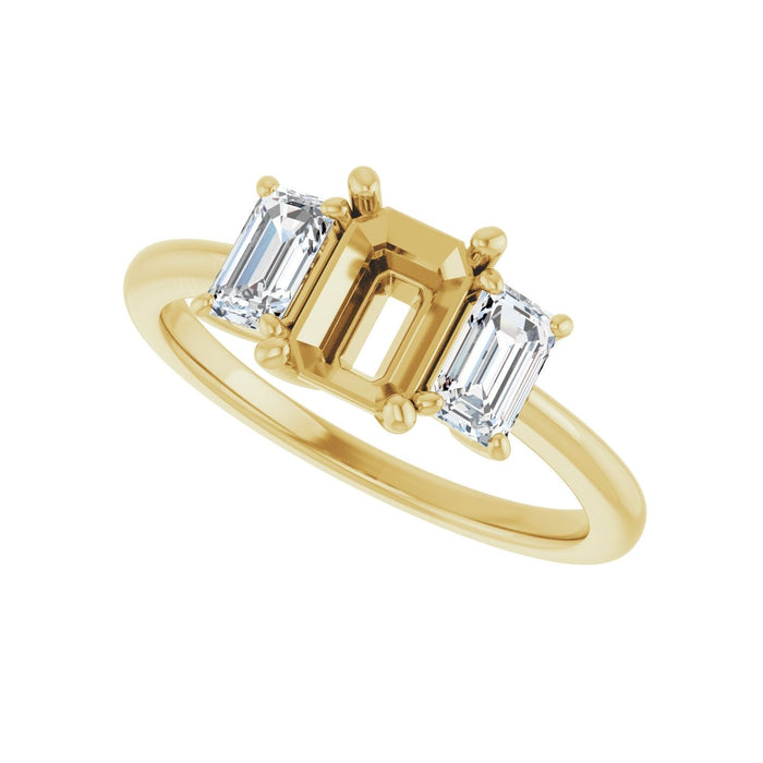 14K Yellow Gold 7x5 mm Emerald 5/8 CTW Lab-Grown Semi-Set Engagement Ring