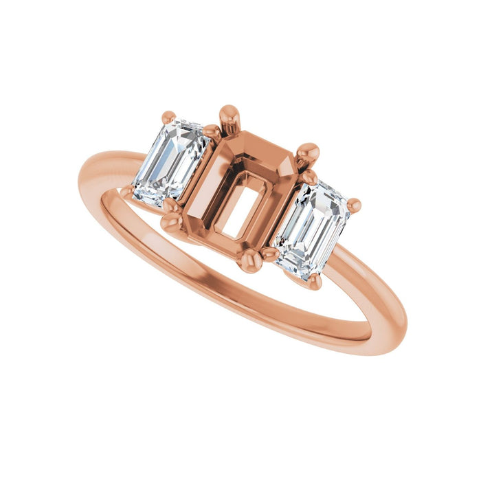 14K Rose Gold 7x5 mm Emerald 5/8 CTW Lab-Grown Semi-Set Engagement Ring