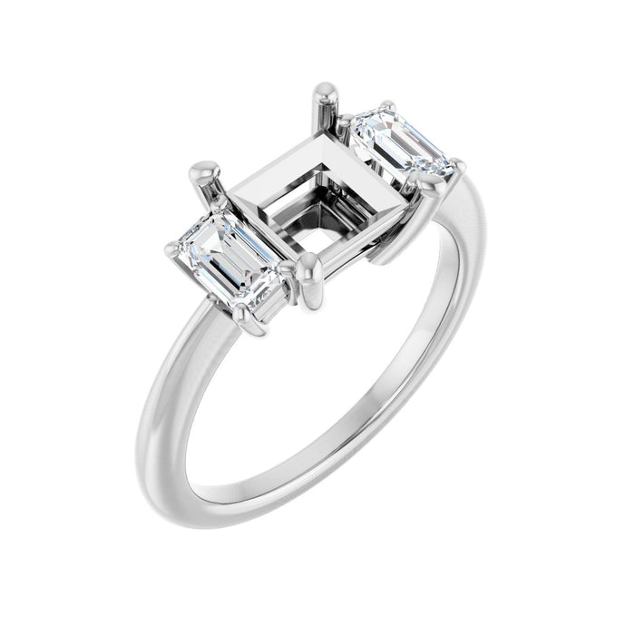 14K White Gold 6.5x6.5 mm Square 3/4 CTW Lab-Grown Semi-Set Engagement Ring