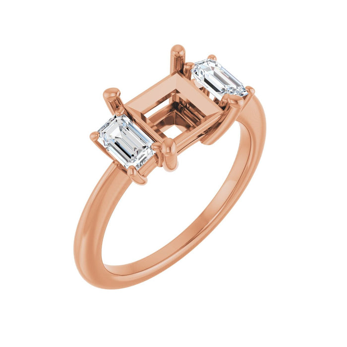 14K Rose Gold 6.5x6.5 mm Square 3/4 CTW Lab-Grown Semi-Set Engagement Ring