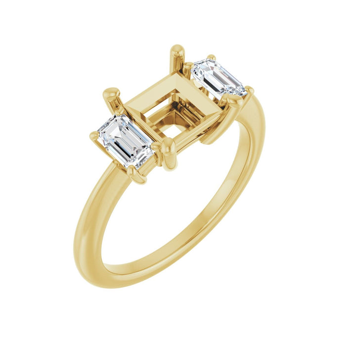 14K Yellow Gold 6.5x6.5 mm Square 3/4 CTW Lab-Grown Semi-Set Engagement Ring