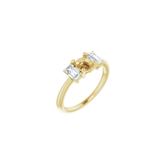 14K Yellow Gold 5.5 mm Round 1 1/3 CTW Lab-Grown Semi-Set Engagement Ring