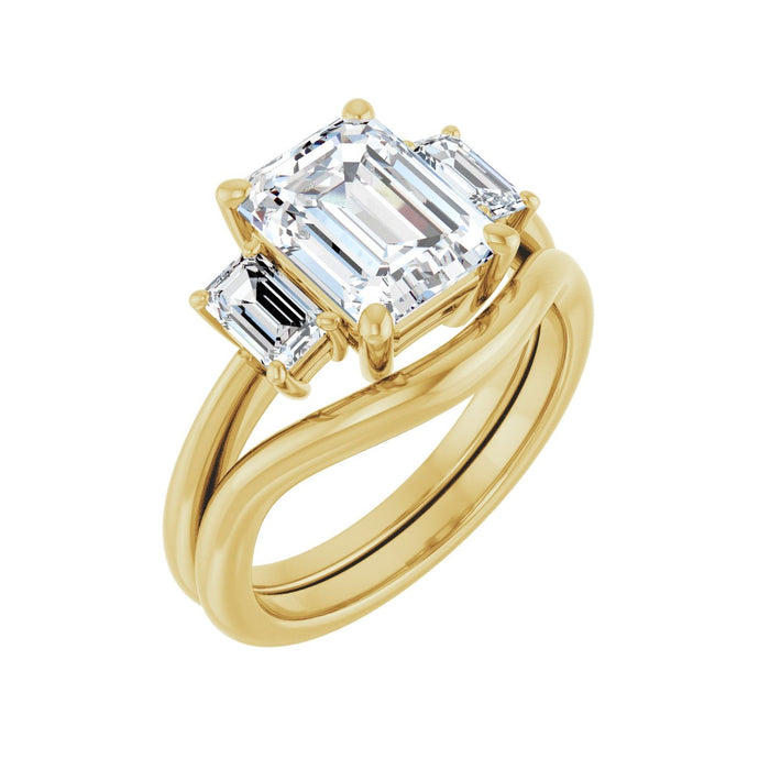 14K Yellow Gold 9x7 mm Emerald 5/8 CTW Lab-Grown Semi-Set Engagement Ring