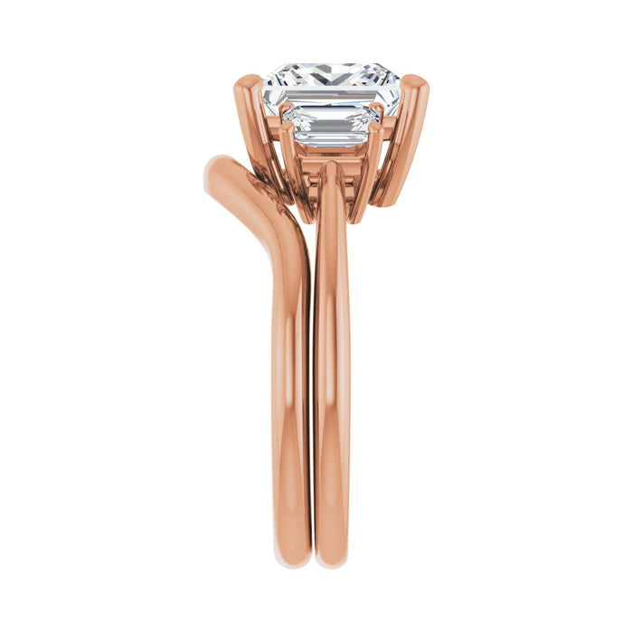 14K Rose Gold 8x8 mm Square 3/4 CTW Lab-Grown Semi-Set Engagement Ring
