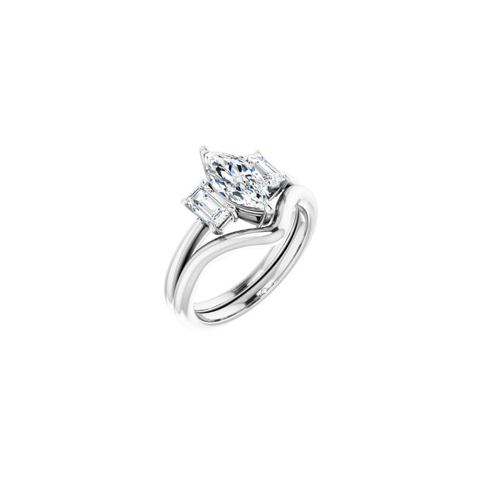 14K White Gold 10x5 mm Marquise 3/4 CTW Lab-Grown Semi-Set Engagement Ring