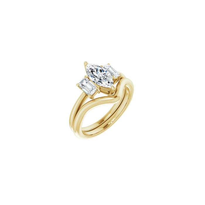 14K Yellow Gold 10x5 mm Marquise 3/4 CTW Lab-Grown Semi-Set Engagement Ring