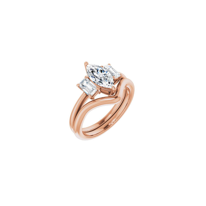 14K Rose Gold 10x5 mm Marquise 3/4 CTW Lab-Grown Semi-Set Engagement Ring
