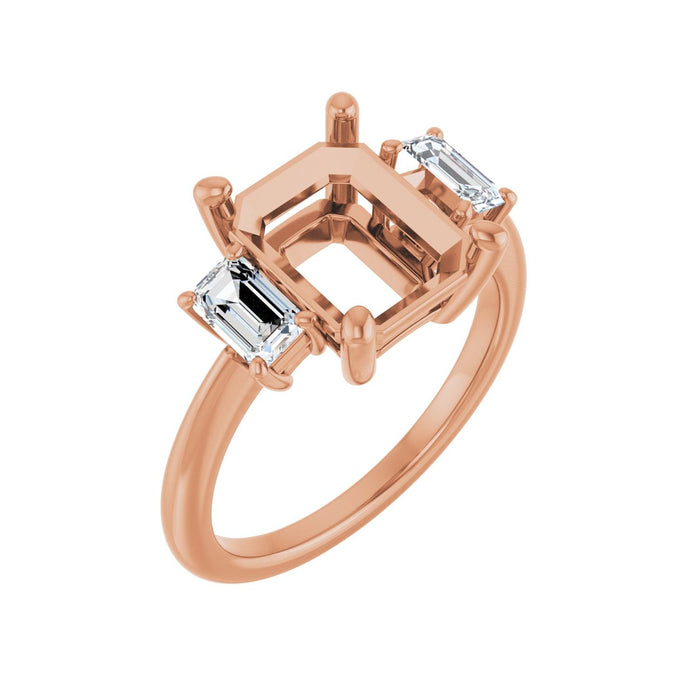 14K Rose Gold 10x8 mm Emerald 5/8 CTW Lab-Grown Semi-Set Engagement Ring
