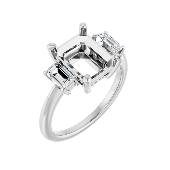 14K White Gold 10x8 mm Emerald 5/8 CTW Lab-Grown Semi-Set Engagement Ring
