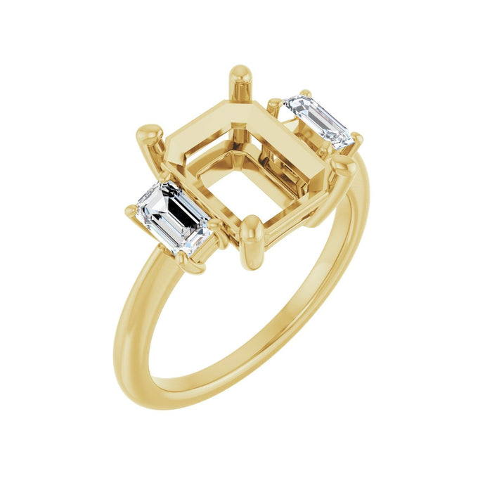 14K Yellow Gold 10x8 mm Emerald 5/8 CTW Lab-Grown Semi-Set Engagement Ring