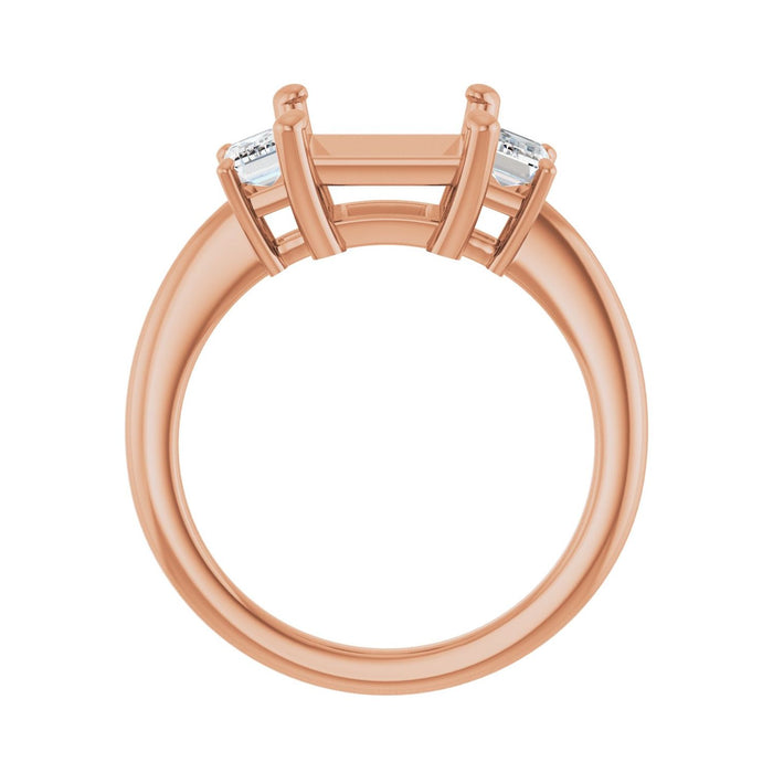 14K Rose Gold 7.5x7.5 mm Square 3/4 CTW Lab-Grown Semi-Set Engagement Ring