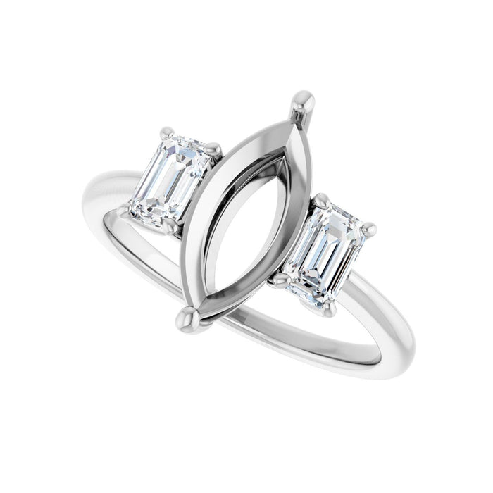 14K White Gold 12x6 mm Marquise 3/4 CTW Lab-Grown Semi-Set Engagement Ring