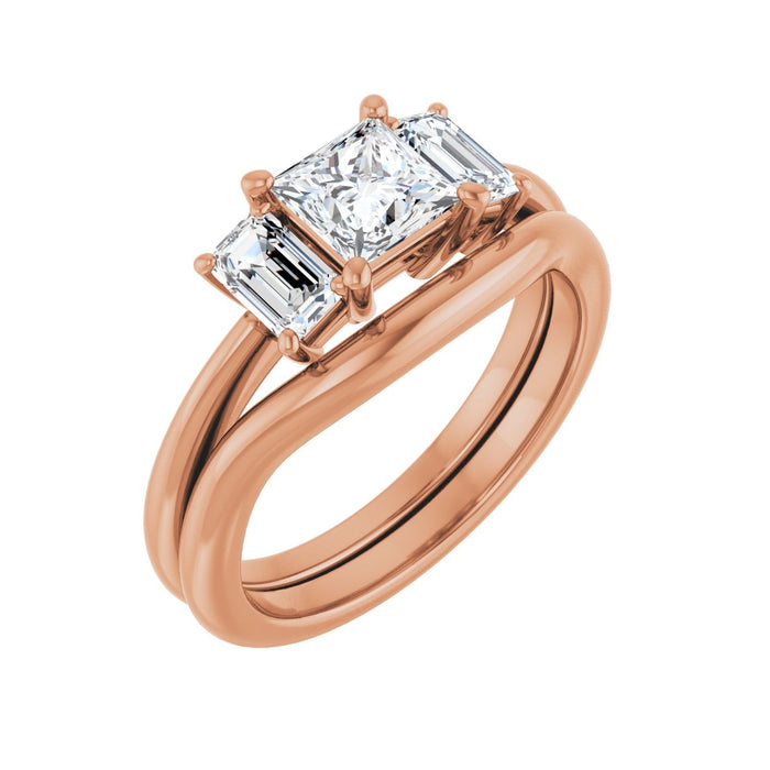14K Rose Gold 5x5 mm Square 3/4 CTW Lab-Grown Semi-Set Engagement Ring