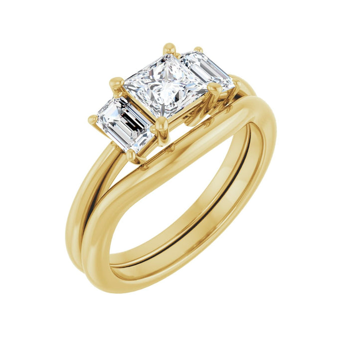 14K Yellow Gold 5x5 mm Square 3/4 CTW Lab-Grown Semi-Set Engagement Ring