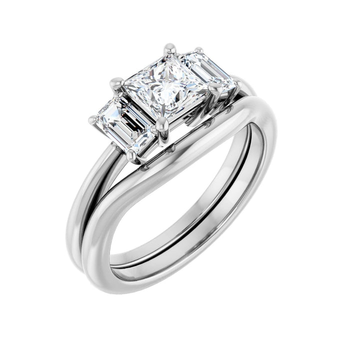 Platinum 5x5 mm Square 3/4 CTW Lab-Grown Semi-Set Engagement Ring